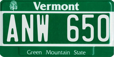 VT license plate ANW650