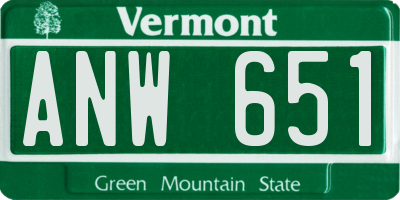 VT license plate ANW651