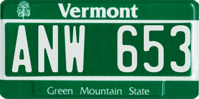 VT license plate ANW653