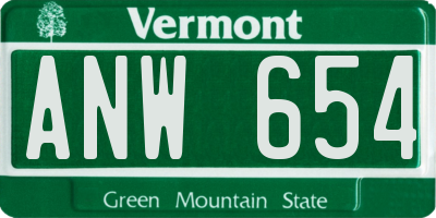 VT license plate ANW654