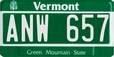VT license plate ANW657