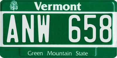 VT license plate ANW658