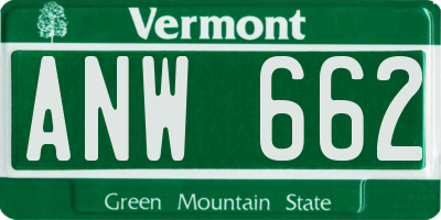 VT license plate ANW662