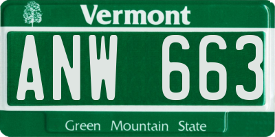 VT license plate ANW663