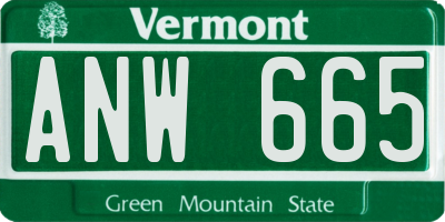 VT license plate ANW665