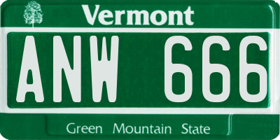 VT license plate ANW666