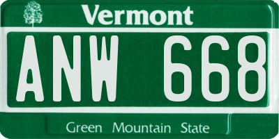 VT license plate ANW668