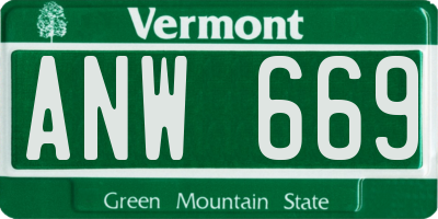 VT license plate ANW669