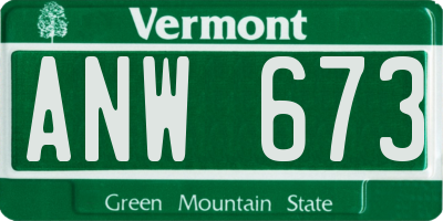 VT license plate ANW673