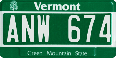 VT license plate ANW674