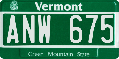 VT license plate ANW675