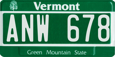 VT license plate ANW678