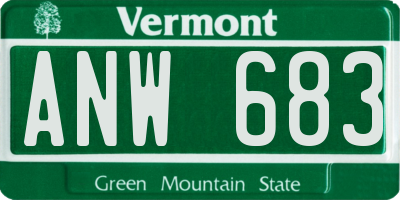 VT license plate ANW683