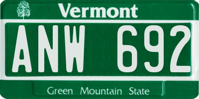 VT license plate ANW692
