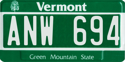 VT license plate ANW694