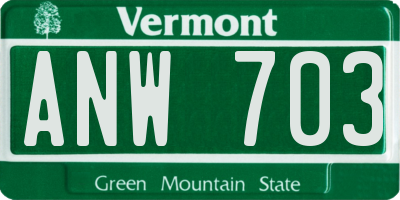 VT license plate ANW703