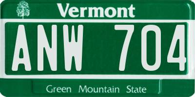 VT license plate ANW704