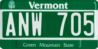 VT license plate ANW705