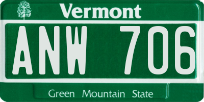 VT license plate ANW706