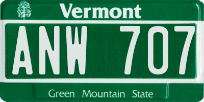 VT license plate ANW707