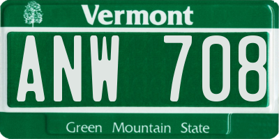 VT license plate ANW708