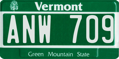 VT license plate ANW709