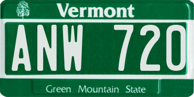 VT license plate ANW720