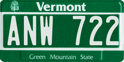 VT license plate ANW722