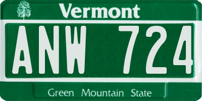 VT license plate ANW724