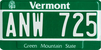 VT license plate ANW725