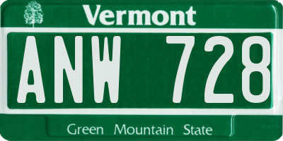 VT license plate ANW728