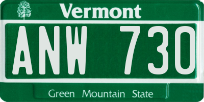 VT license plate ANW730