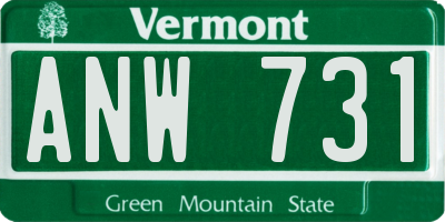 VT license plate ANW731