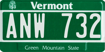 VT license plate ANW732