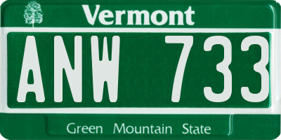 VT license plate ANW733
