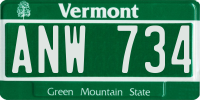 VT license plate ANW734
