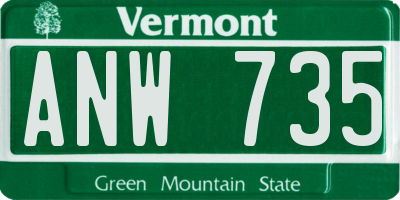 VT license plate ANW735