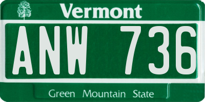 VT license plate ANW736