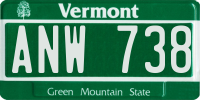 VT license plate ANW738