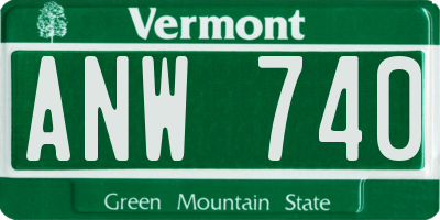 VT license plate ANW740