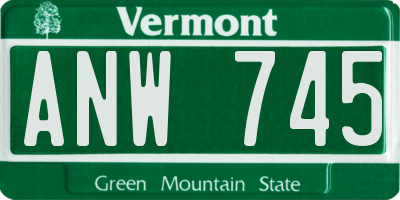 VT license plate ANW745
