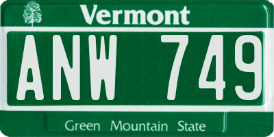 VT license plate ANW749