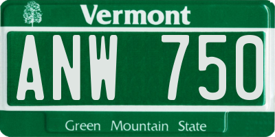 VT license plate ANW750