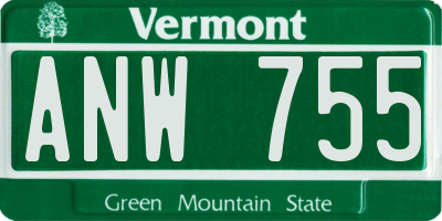 VT license plate ANW755
