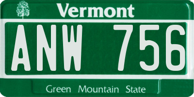 VT license plate ANW756