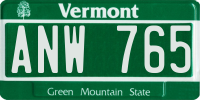 VT license plate ANW765
