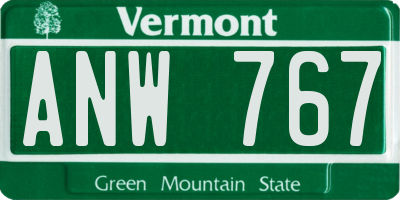 VT license plate ANW767