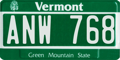 VT license plate ANW768