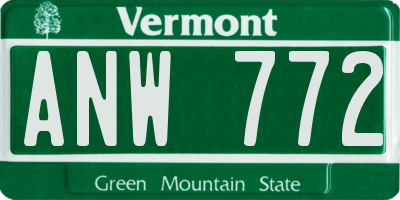 VT license plate ANW772