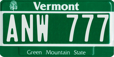 VT license plate ANW777